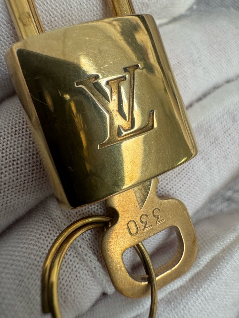 #330 Louis Vuitton Gold-Tone LV Padlock Key Charm - Picture 6 of 8
